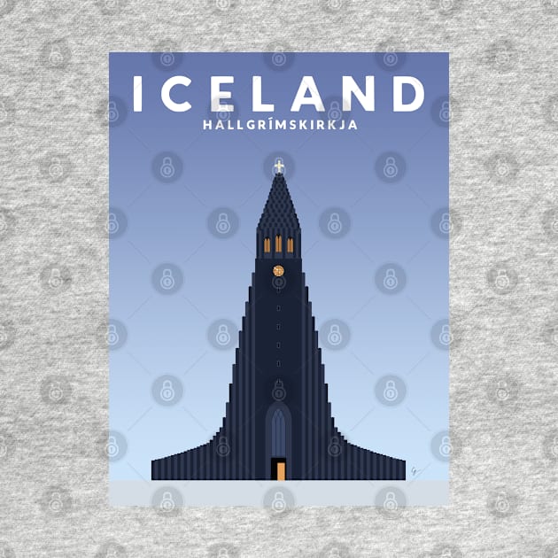 Hallgrimskirkja Church, Reykjavik, Iceland Travel Poster by lymancreativeco